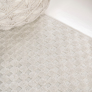 Finn High-Low Modern Minimalist Checkered Monotone Indoor/Outdoor Area Rug